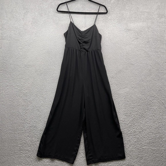 Madewell Pants - Madewell Women Jumpsuit Black Spaghetti Strap V-Neck Wide Leg Chiffon Size 8